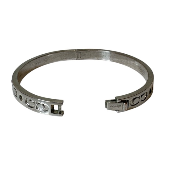 Coach Kissing C Hinged Silver with Green Crystals Bracelet - Picture 6 of 11